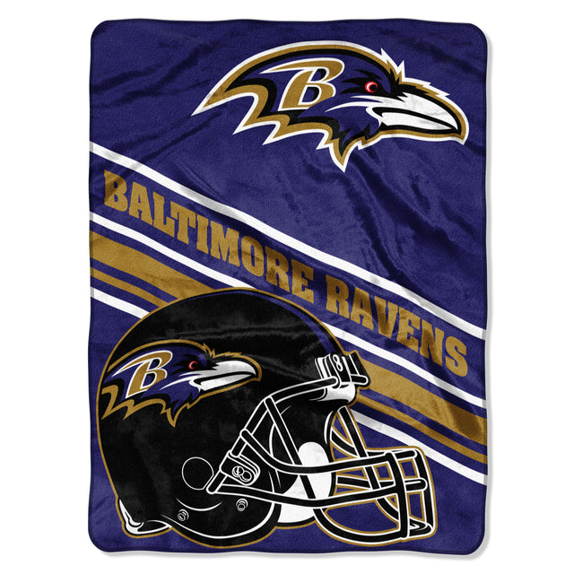 Manta de los Baltimore Ravens de 60 x 80 con diseño inclinado de Raschel