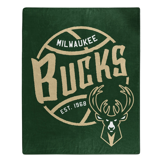 Manta de los Milwaukee Bucks de 50 x 60, diseño Raschel Blacktop