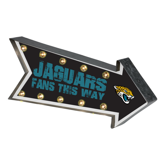 Letrero de los Jacksonville Jaguars con diseño de flecha iluminada estilo marquesina