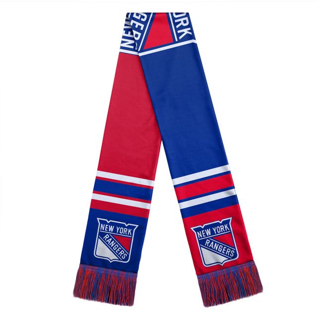 Bufanda de los New York Rangers con diseño de logotipo grande y bloques de colores
