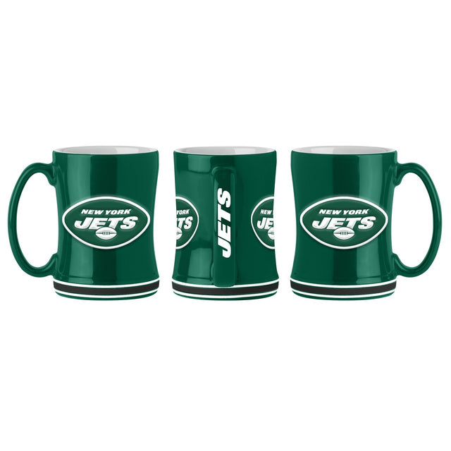 Taza de café New York Jets de 14 oz con relieve esculpido 2019