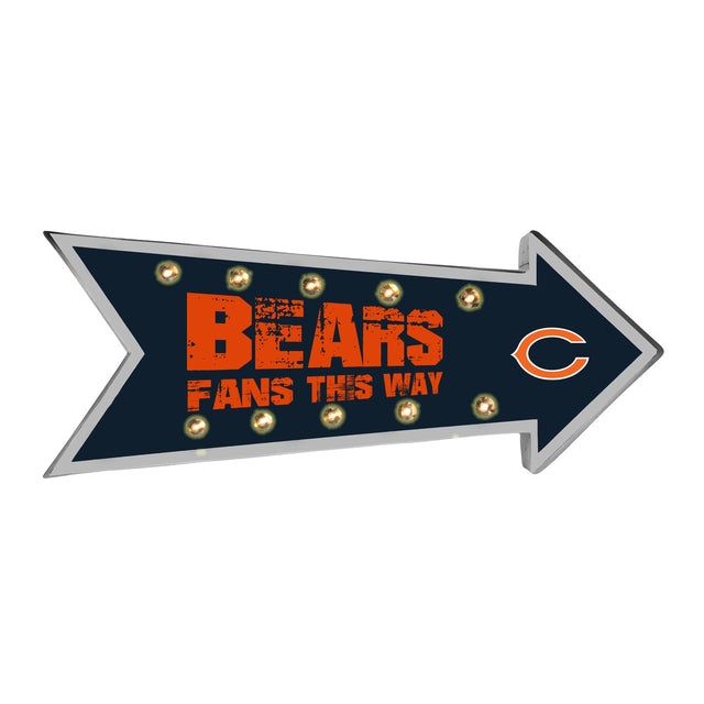 Marquesina con luz de marcha con letrero de los Chicago Bears