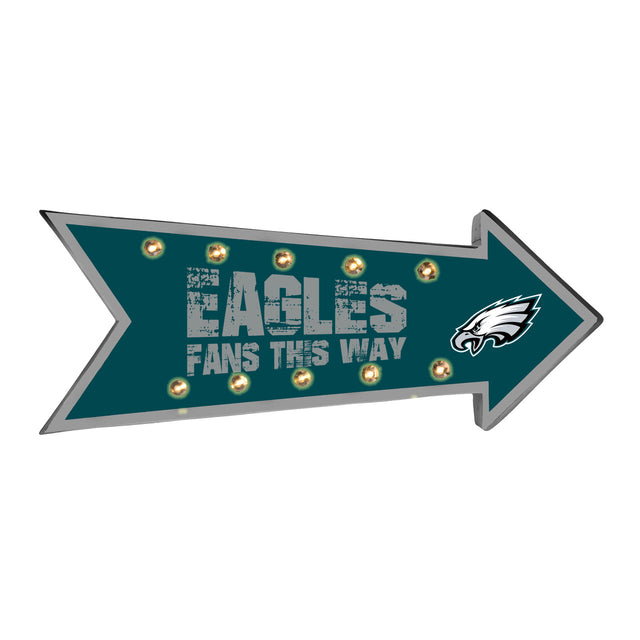 Marquesina con luz de marcha con el cartel de los Philadelphia Eagles