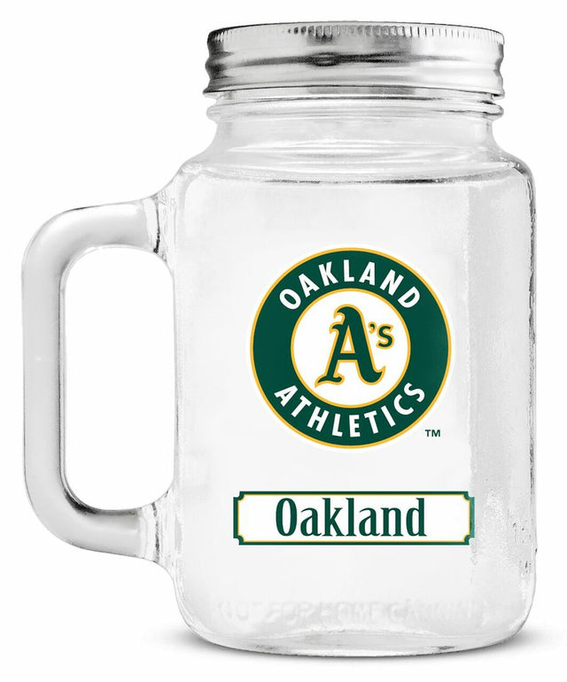 Frasco de vidrio con tapa de los Atléticos de Oakland