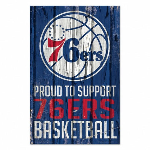 ~Philadelphia 76ers Sign 11x17 Wood Proud to Support Design - Special Order~ backorder
