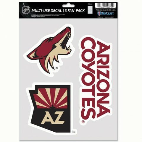 ~Arizona Coyotes Decal Multi Use Fan 3 Pack Special Order~ backorder