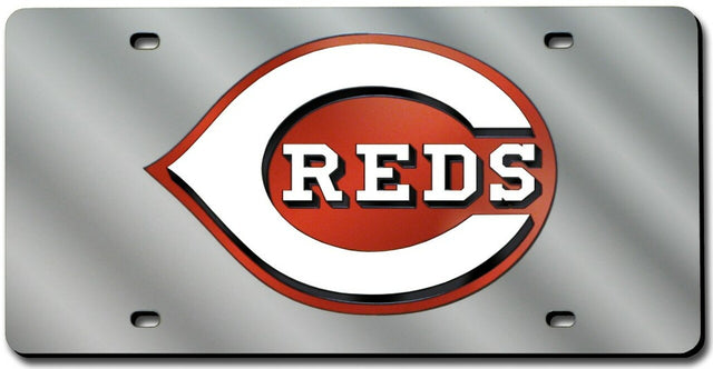 Cincinnati Reds License Plate Laser Cut Silver