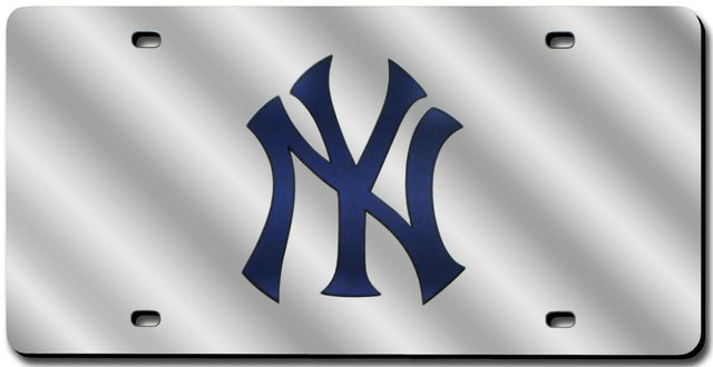 Matrícula de los Yankees de Nueva York cortada con láser en color plata
