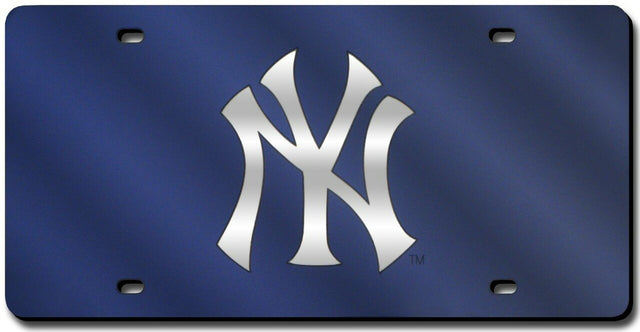 Matrícula de los Yankees de Nueva York cortada con láser en azul