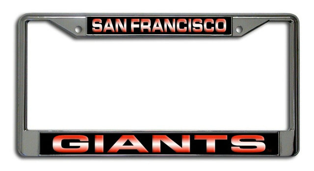 Marco para matrícula de los San Francisco Giants cortado con láser en cromo negro con letras naranjas