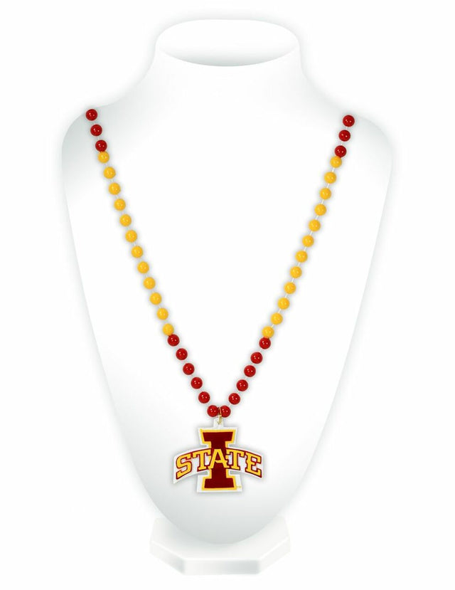 Iowa State Cyclones Beads with Medallion Mardi Gras Style