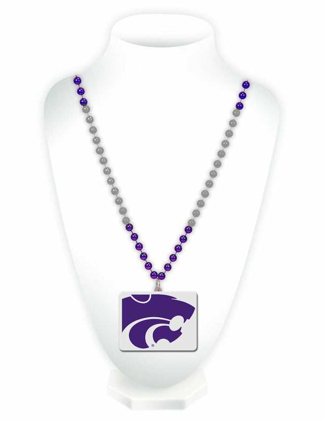 Cuentas de los Kansas State Wildcats con medallón estilo Mardi Gras