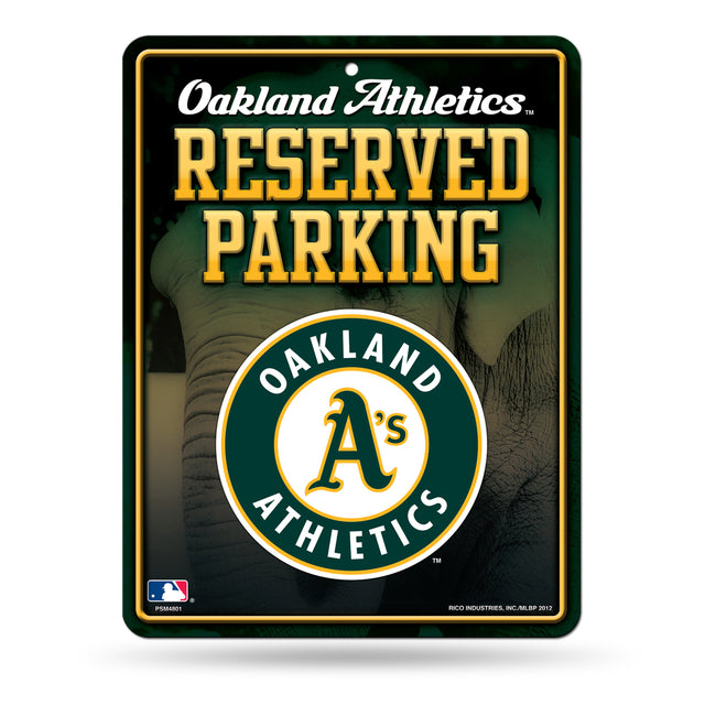 Letrero de metal para estacionamiento de Oakland Athletics