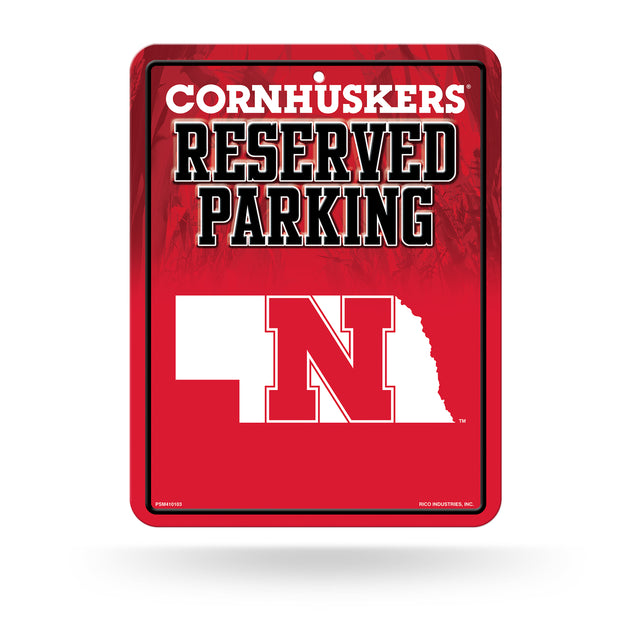 Letrero de metal para estacionamiento de los Nebraska Cornhuskers