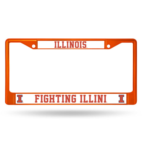 Illinois Fighting Illini License Plate Frame Metal Orange