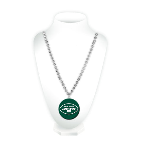 New York Jets Beads with Medallion Mardi Gras Style