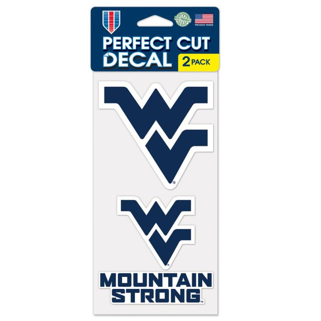 West Virginia Mountaineers SLOGAN &amp; LOGO Perfect Cut Decal Set of two 4"x4"