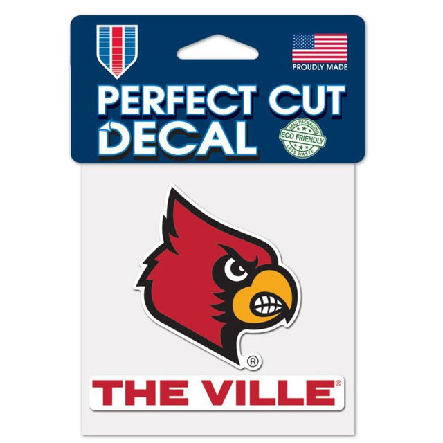 Calcomanía de color de corte perfecto con el lema de los Louisville Cardinals de 4" x 4"