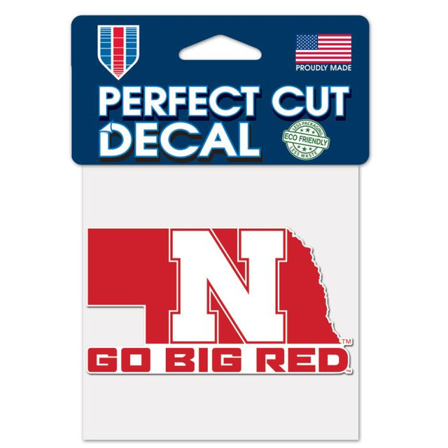 Calcomanía de color de corte perfecto con el lema de los Nebraska Cornhuskers, 4 x 4 pulgadas