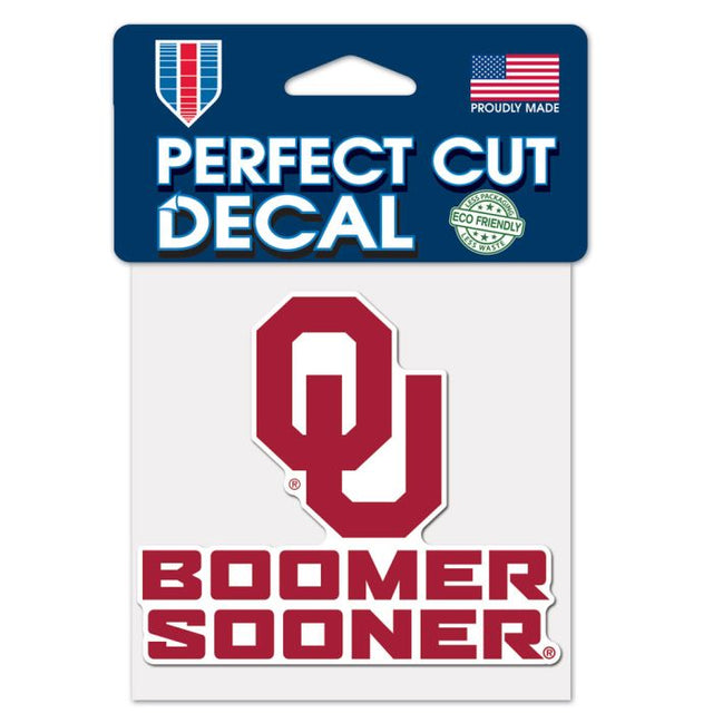 Calcomanía de color de corte perfecto con el lema de los Oklahoma Sooners de 4" x 4"