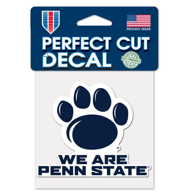 Calcomanía de color de corte perfecto con el lema de los Penn State Nittany Lions de 4" x 4"