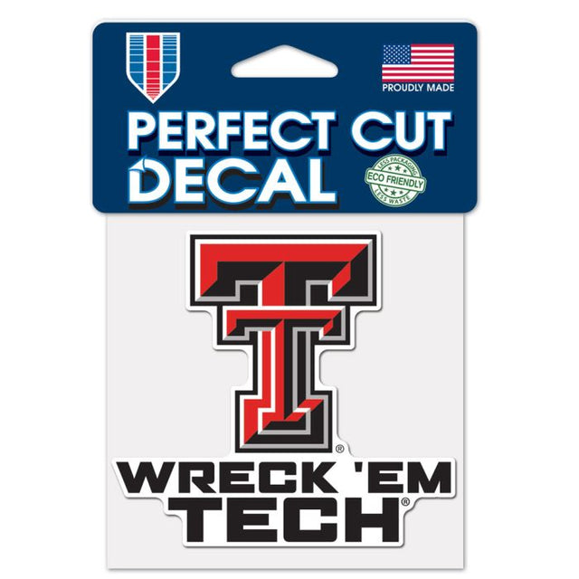 Calcomanía con eslogan de los Texas Tech Red Raiders, corte perfecto, color, 4" x 4"