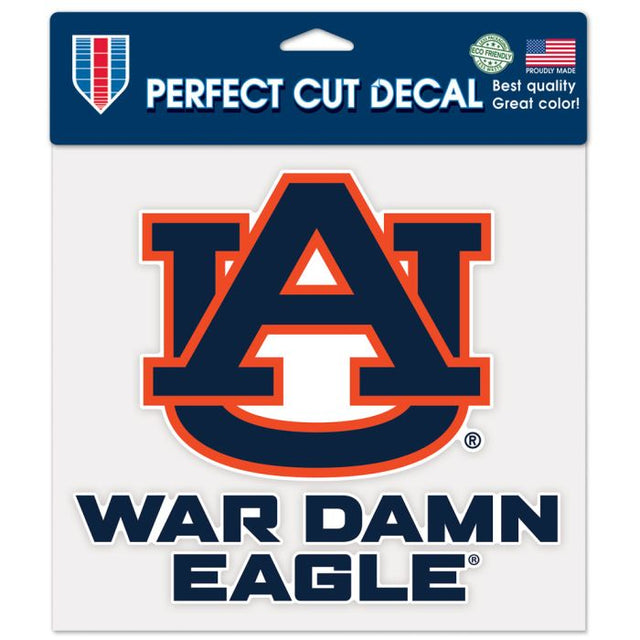 Calcomanía de color de corte perfecto con el lema de Auburn Tigers de 8" x 8"