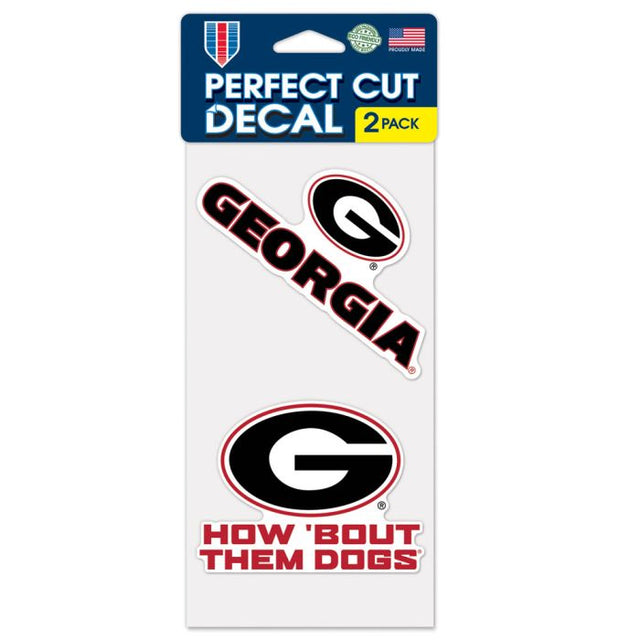 Juego de dos calcomanías de corte perfecto de Georgia Bulldogs de 4" x 4"