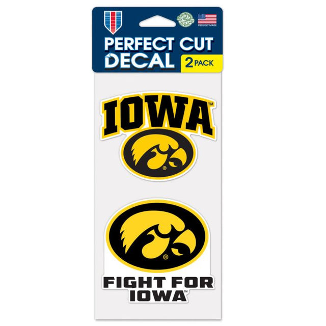 Iowa Hawkeyes FIGHT FOR IOWA Juego de calcomanías de corte perfecto de dos de 4" x 4"