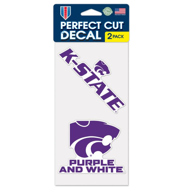 Juego de dos calcomanías de corte perfecto de Kansas State Wildcats de 4" x 4"