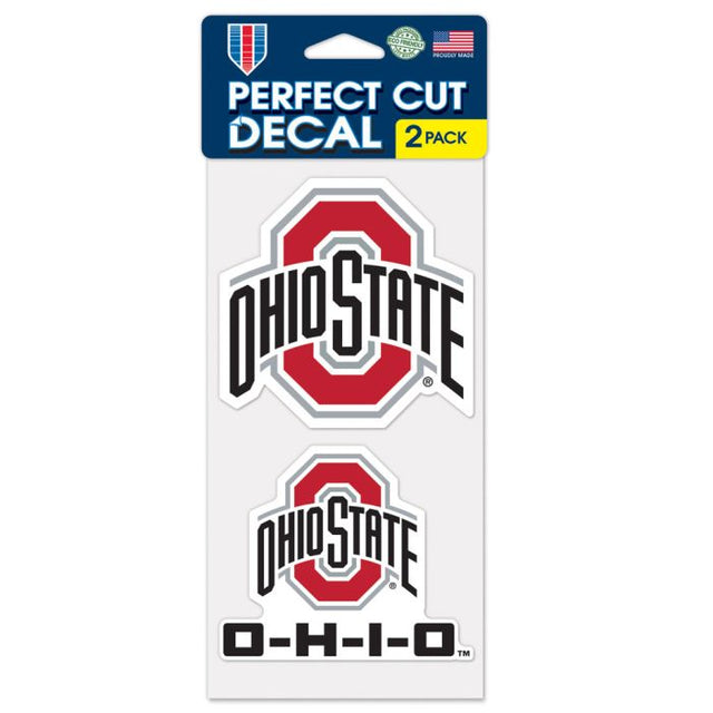 Juego de dos calcomanías de corte perfecto de Ohio State Buckeyes de 4" x 4"