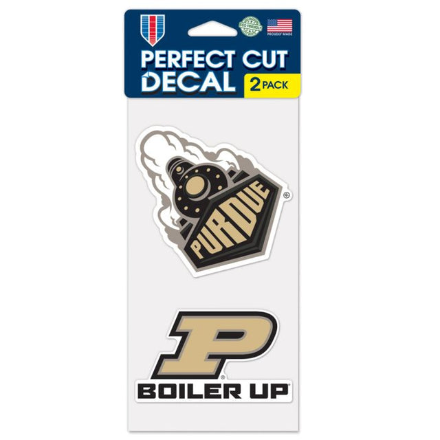 Juego de dos calcomanías de corte perfecto de Purdue Boilermakers de 4" x 4"