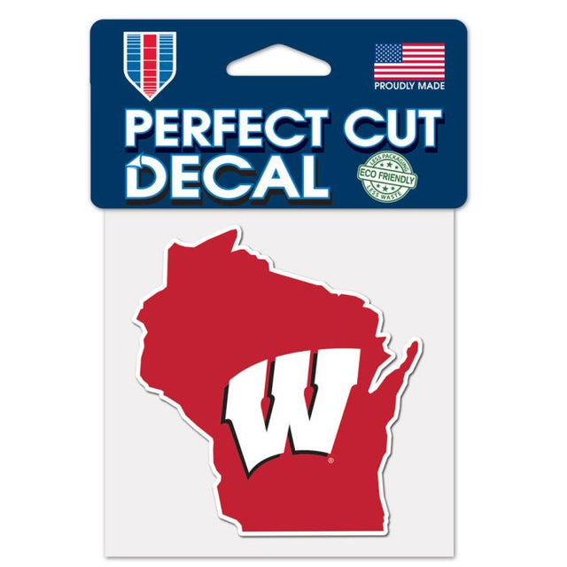 Calcomanía de color de corte perfecto de Wisconsin Badgers de 4" x 4"