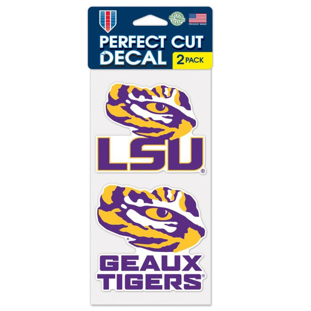 LSU Tigers SLOGAN AND LOGO Perfect Cut Decal Set of two 4"x4"