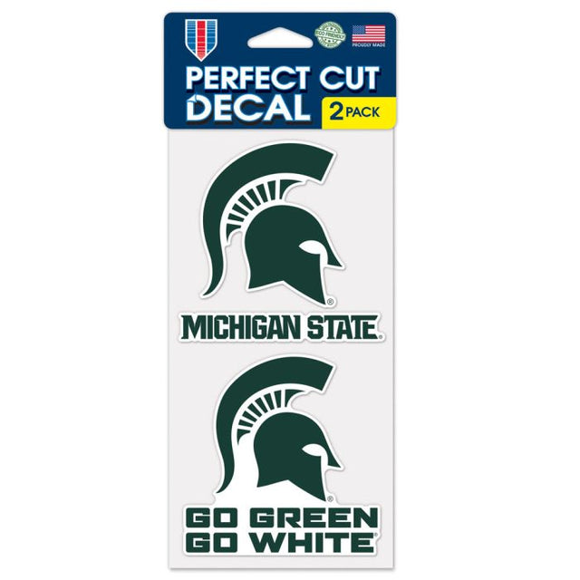 Michigan State Spartans SLOGAN AND LOGO Perfect Cut Decal Set of two 4"x4"