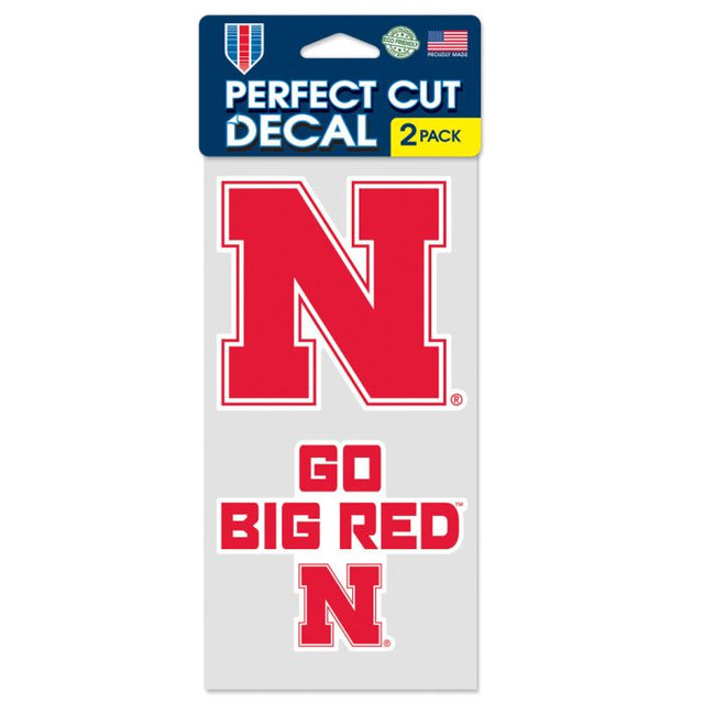 Juego de dos calcomanías de corte perfecto de Nebraska Cornhuskers de 4" x 4"