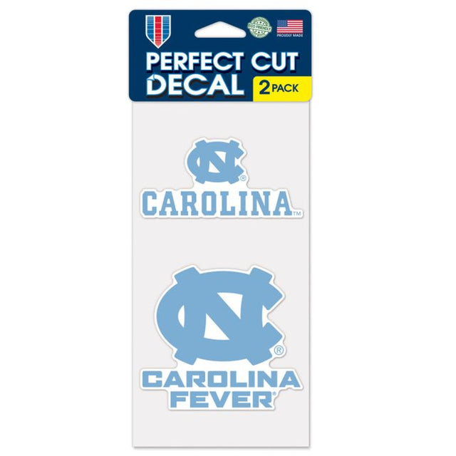 Juego de dos calcomanías de corte perfecto con el eslogan y el logotipo de los Tar Heels de Carolina del Norte de 4 x 4 pulgadas