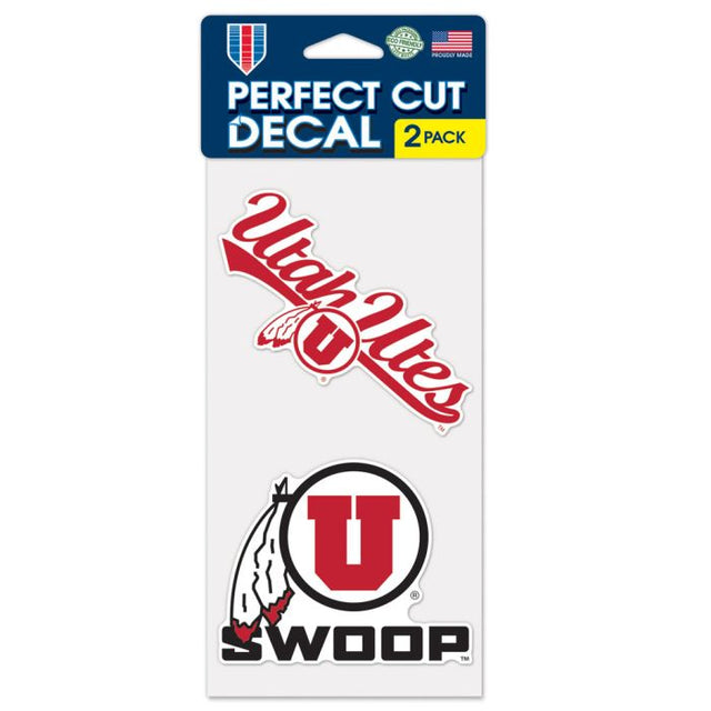 Utah Utes SLOGAN AND LOGO Perfect Cut Decal Set of two 4"x4"