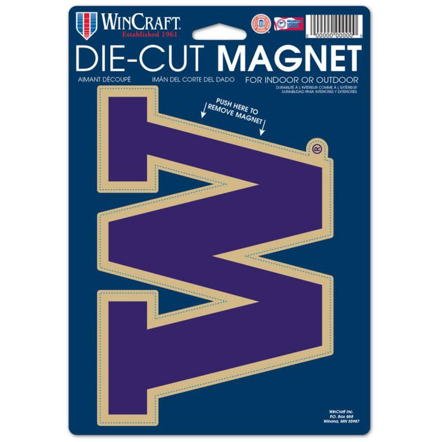 Imán troquelado con el logotipo de Washington Huskies, 6,25" x 9"