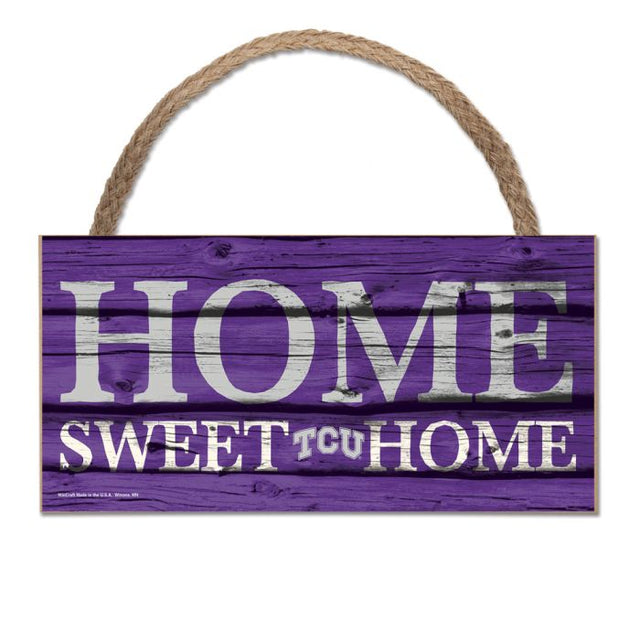 TCU Horned Frogs HOME SWEET HOME Wood Sign w/Rope 5" x 10"