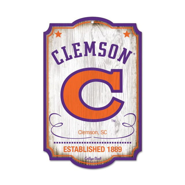 Clemson Tigers /College Vault Wood Sign 11" x 17" 1/4" thick