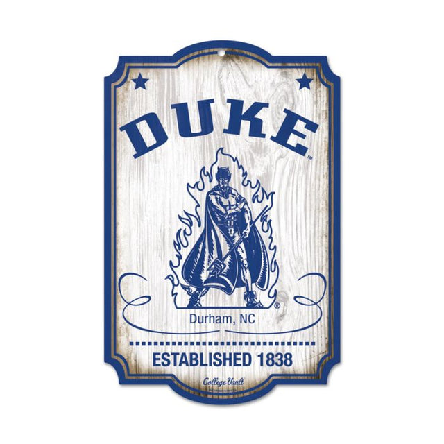 Letrero de madera de Duke Blue Devils/College Vault de 11" x 17", 1/4" de grosor