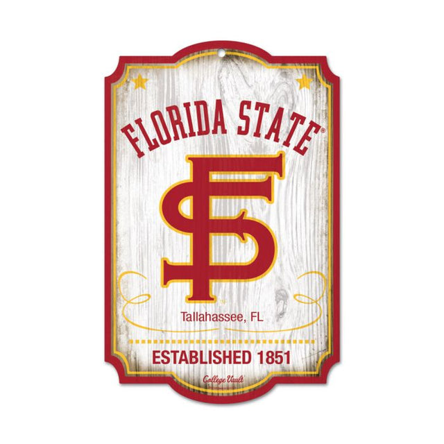 Letrero de madera de los Florida State Seminoles/College Vault, 11" x 17", 1/4" de grosor