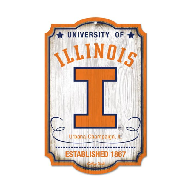 Illinois Fighting Illini /College Vault Wood Sign 11" x 17" 1/4" thick