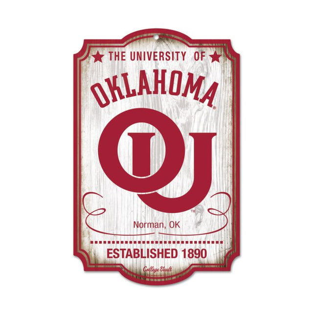 Letrero de madera de Oklahoma Sooners / Vintage Collegiate de 11" x 17" y 1/4" de grosor