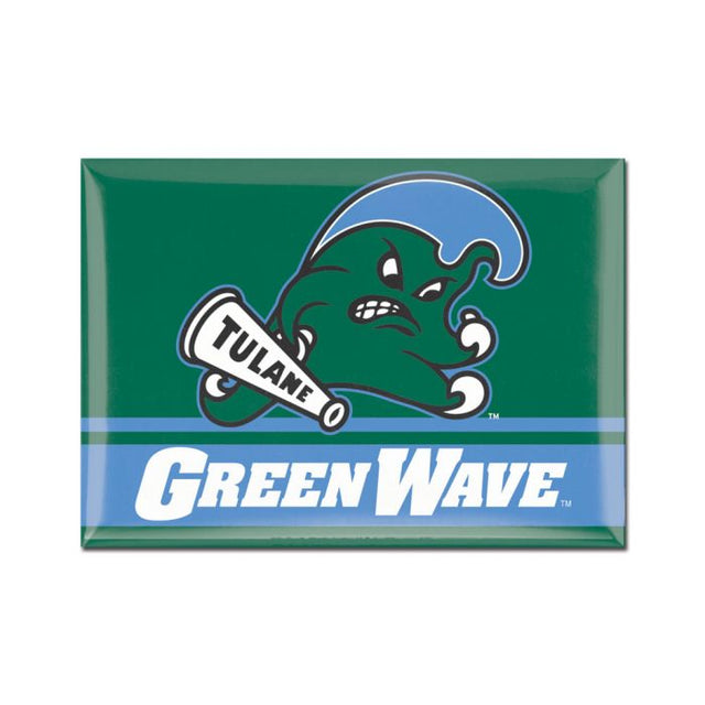 Imán de metal Tulane Green Wave de 2,5" x 3,5"