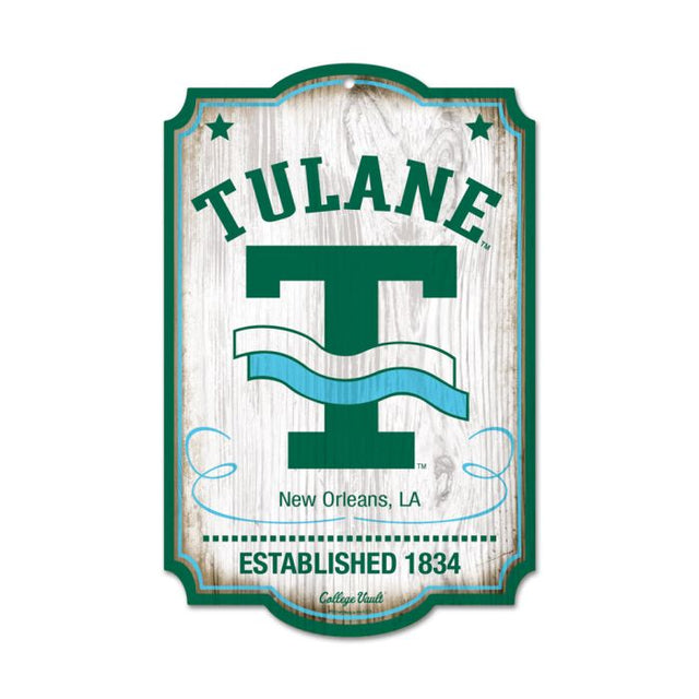 Tulane Green Wave /College Vault Wood Sign 11" x 17" 1/4" thick