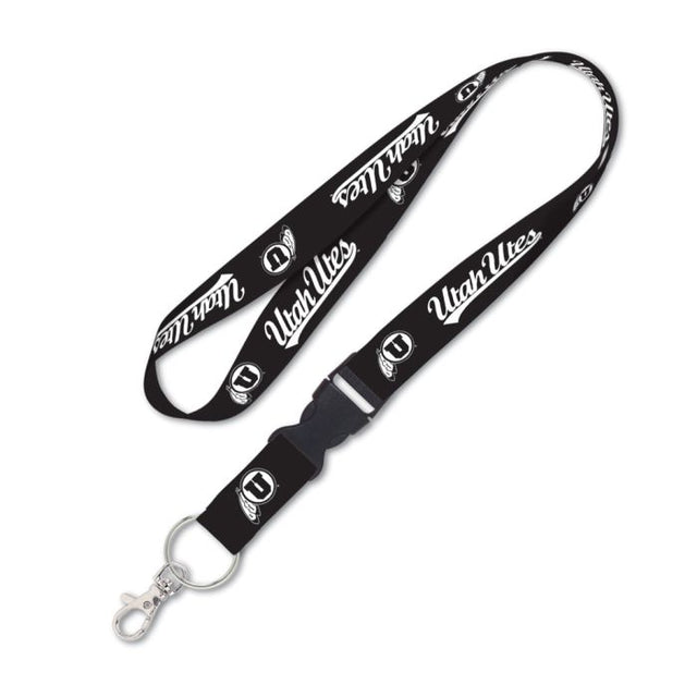 Utah Utes BLACK Lanyard w/detachable buckle 1"