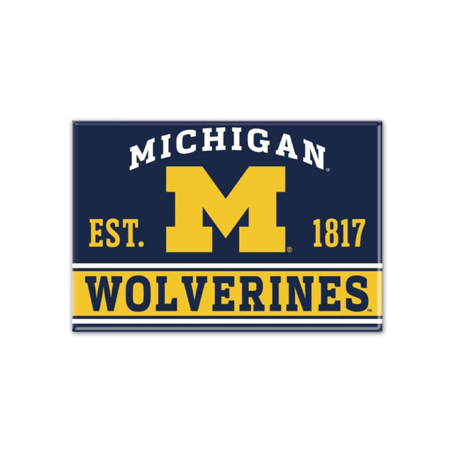 Imán de metal de los Wolverines de Michigan, 2,5" x 3,5"