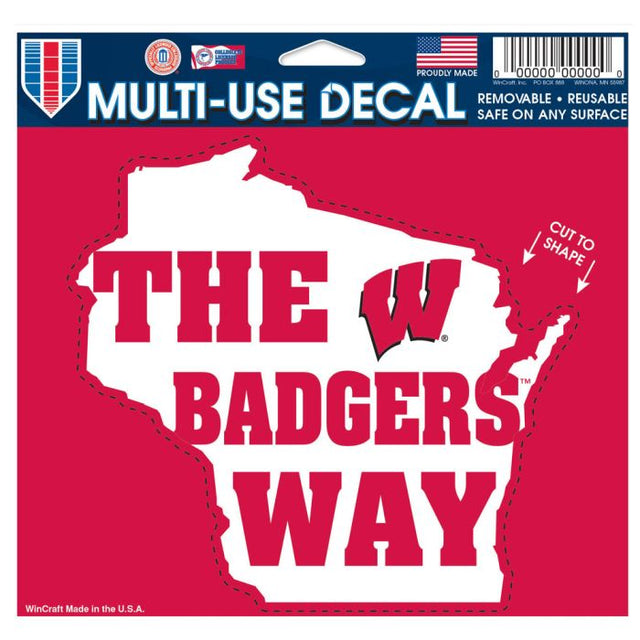 Calcomanía multiusos de Wisconsin Badgers: cortada con el logotipo de 5" x 6"